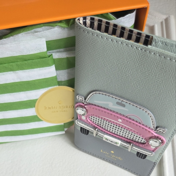 Kate Spade Pink and Blue Whimsical Car Passport Holder - Picture 3 of 8